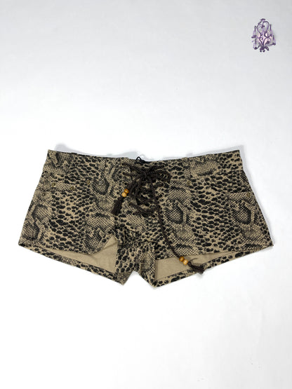 lace up animal print shorts, chinese label andivogels