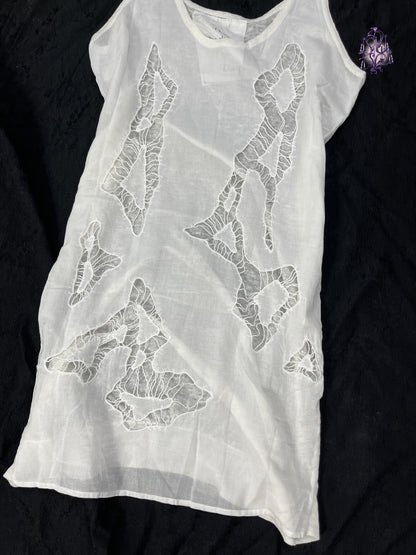 hollow lace pattern long tank top, japanese label three hundred thirty days