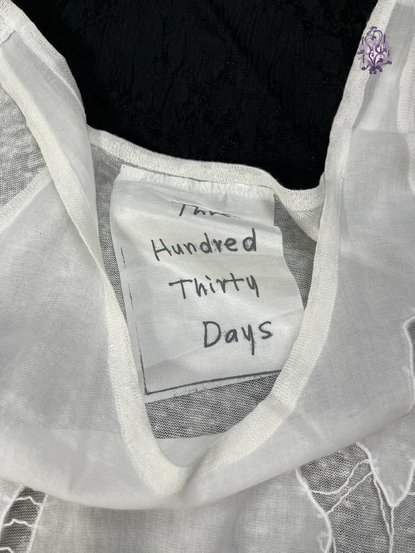 hollow lace pattern long tank top, japanese label three hundred thirty days