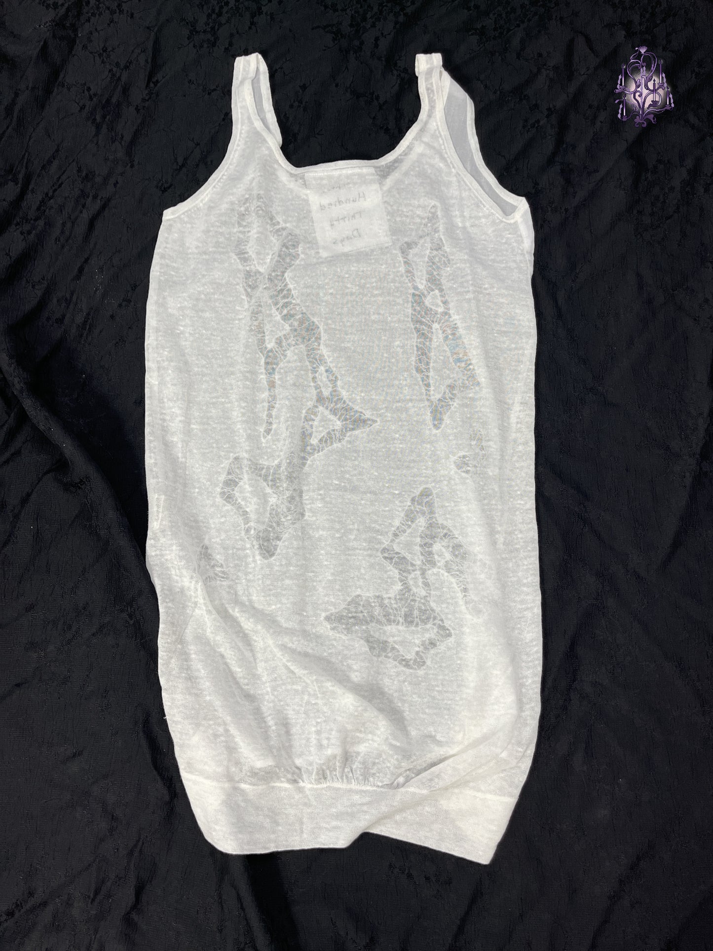 hollow lace pattern long tank top, japanese label three hundred thirty days