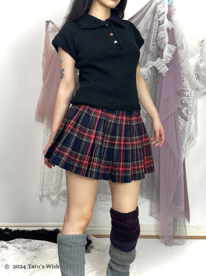 tartan wool pleated midi skirt, japanese label