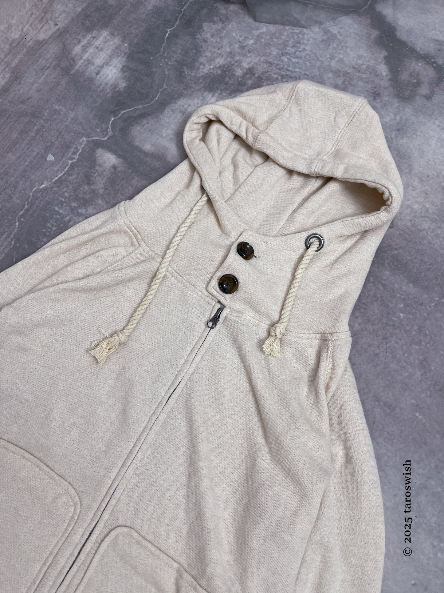 japanese label thin knit zip up hoodie