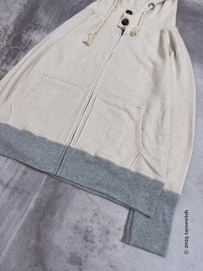 japanese label thin knit zip up hoodie