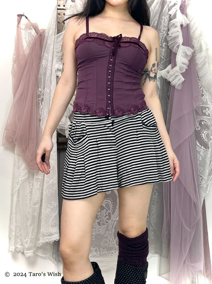 purple lace trim corset french label anti flirt