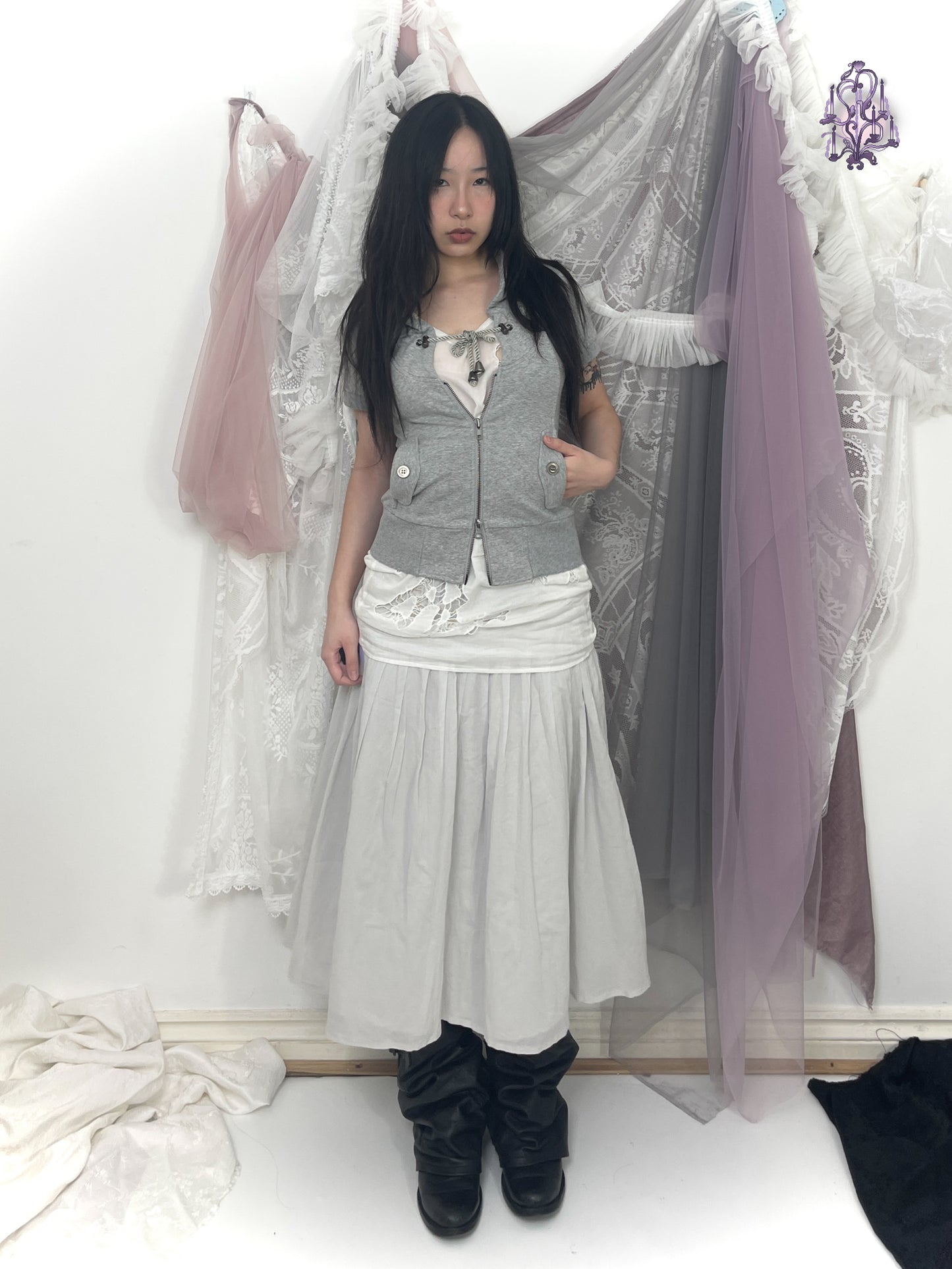 moonveil maxi skirt, japanese label senso unico io comme io