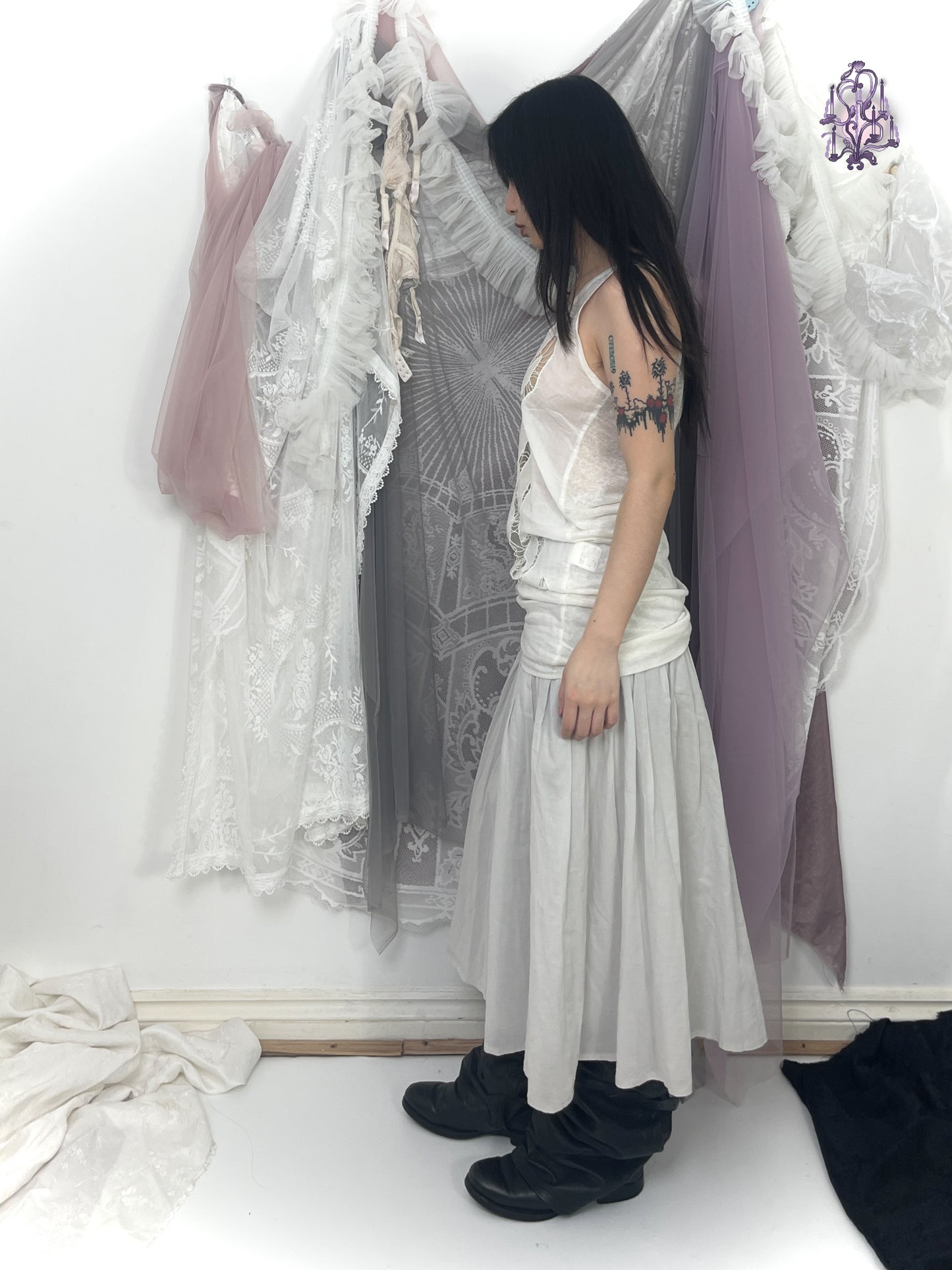 moonveil maxi skirt, japanese label senso unico io comme io