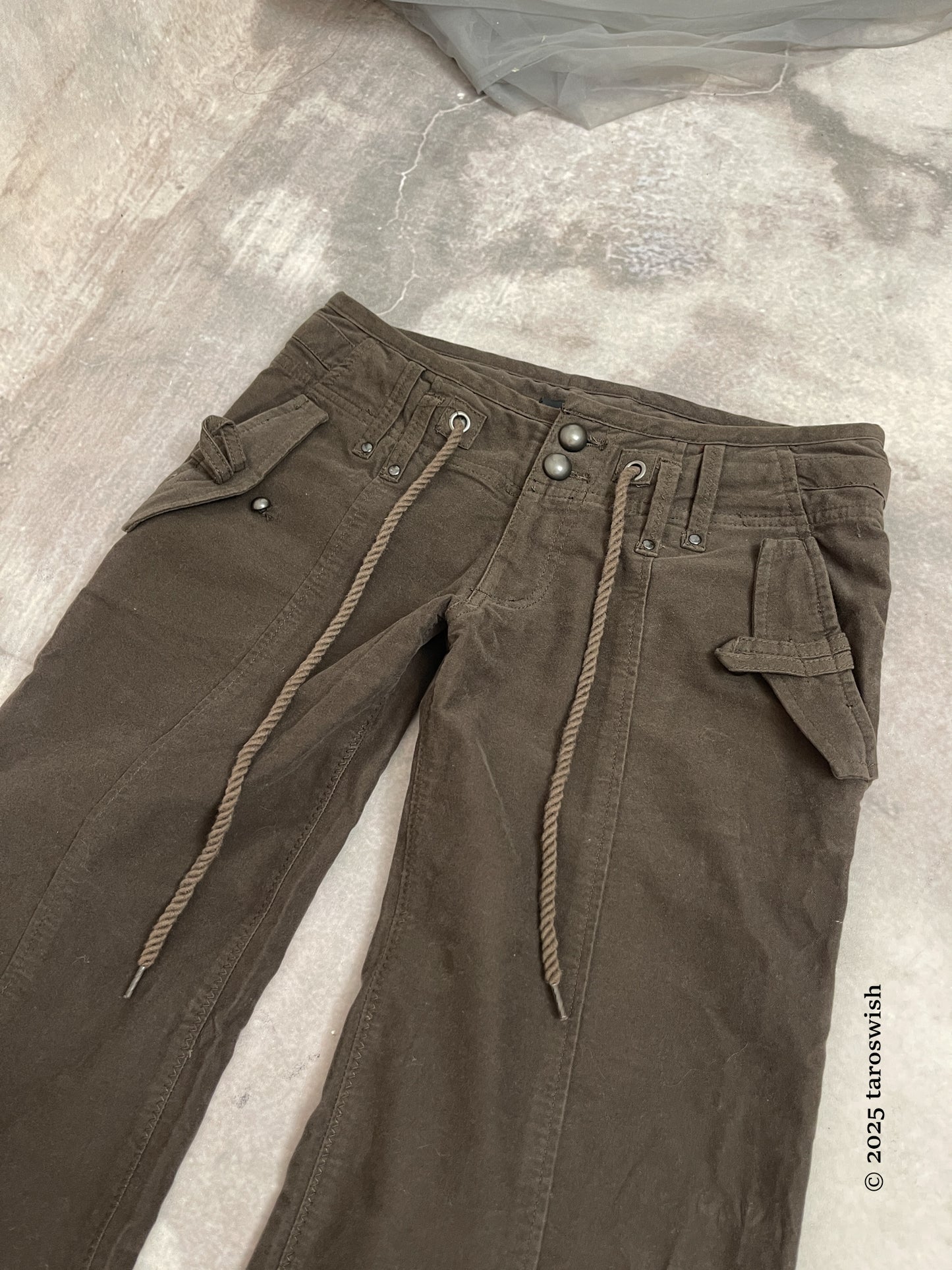 flared cargo pants, japanese label