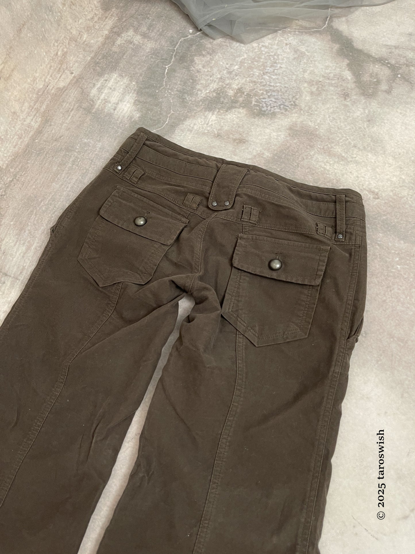 flared cargo pants, japanese label