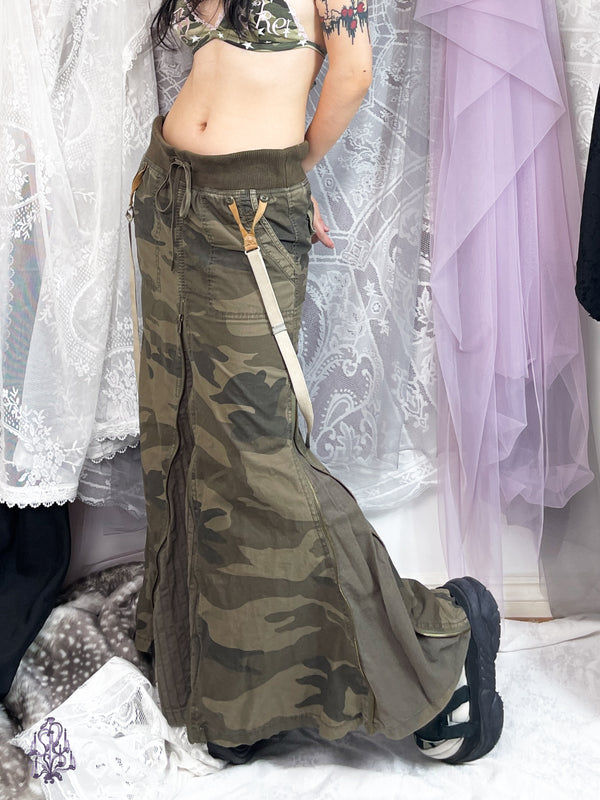 Goa utility bandage multi zips maxi skirt