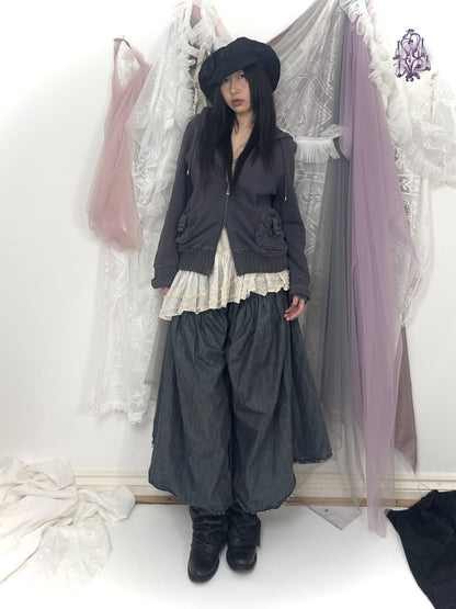 side buttons up wide pants, japanese label kapital