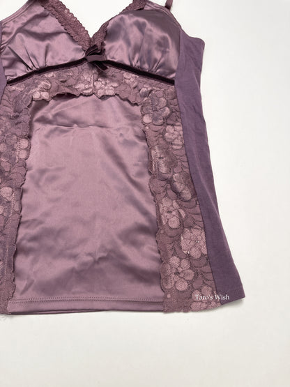 Velvet Ribbon Camisole in Purple