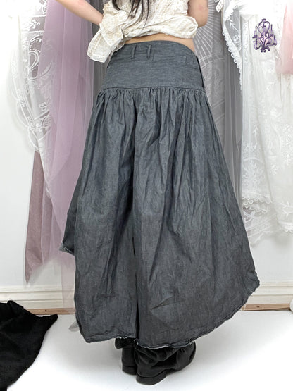 side buttons up wide pants, japanese label kapital