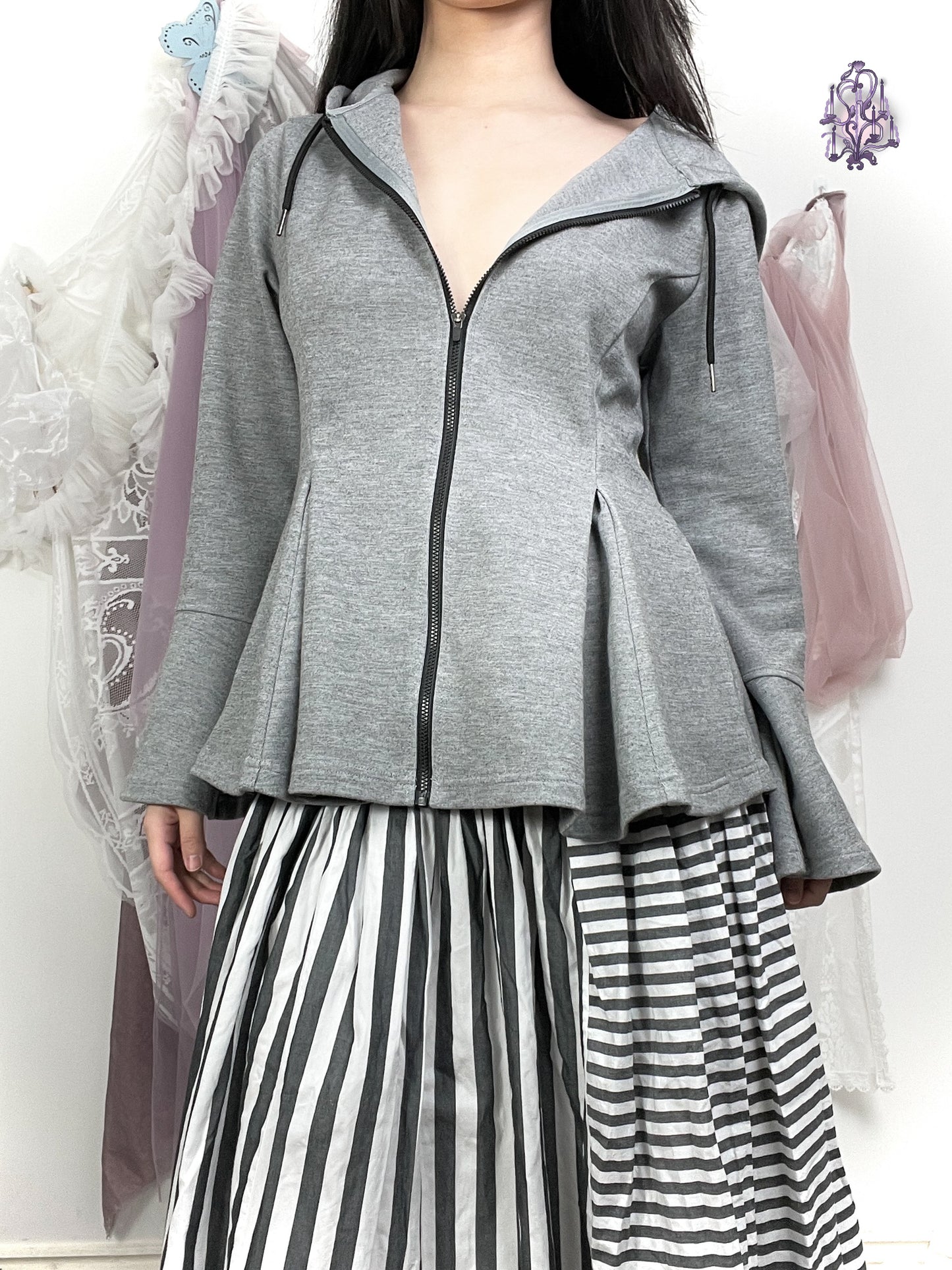 shadow pleated hoodie, japanese label