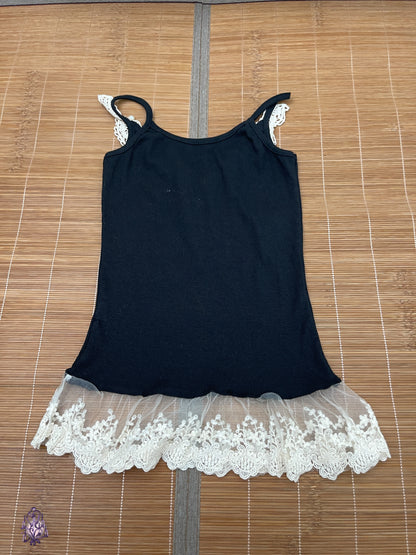 Ruffle lace trim pearl beads camisole