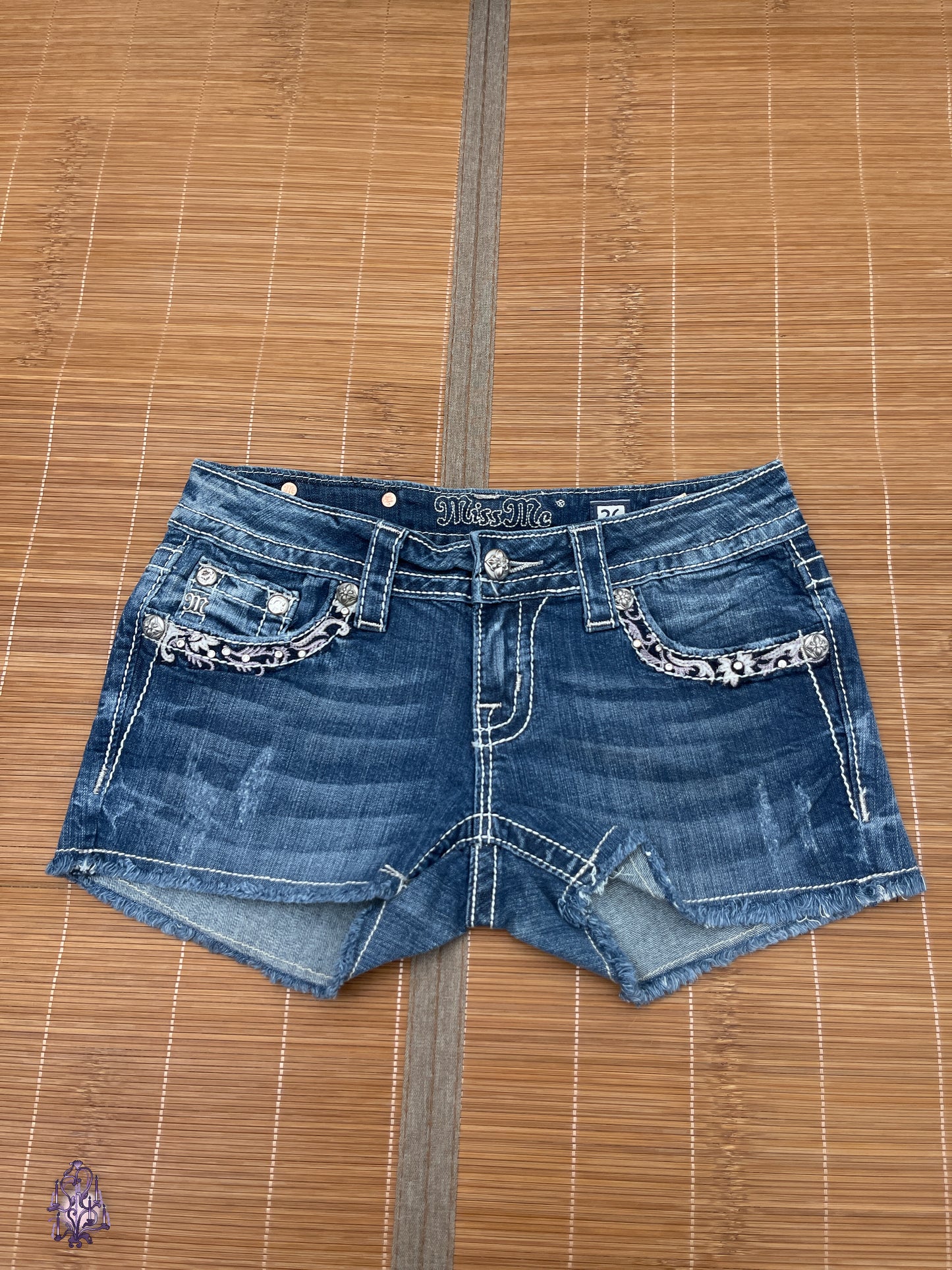 Miss me embroidered fairy flower denim shorts