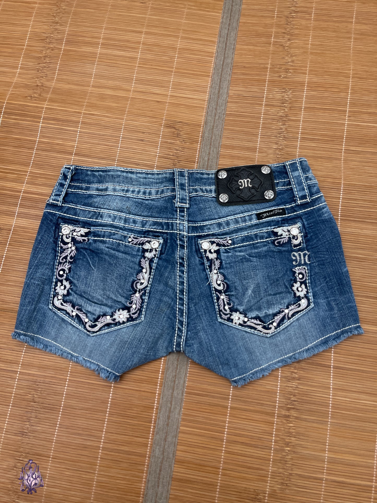 Miss me embroidered fairy flower denim shorts