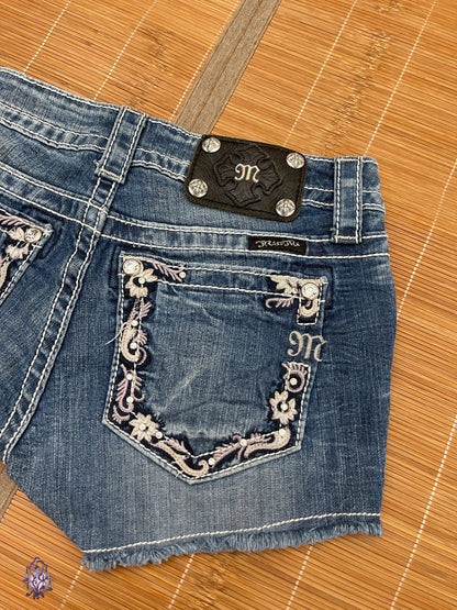 Miss me embroidered fairy flower denim shorts