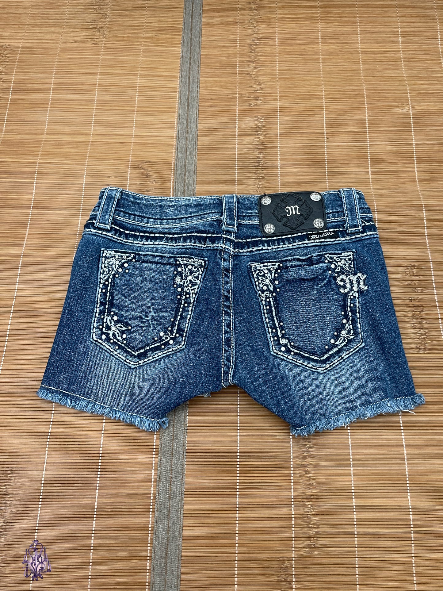 Miss me embroidered fairy flower denim shorts