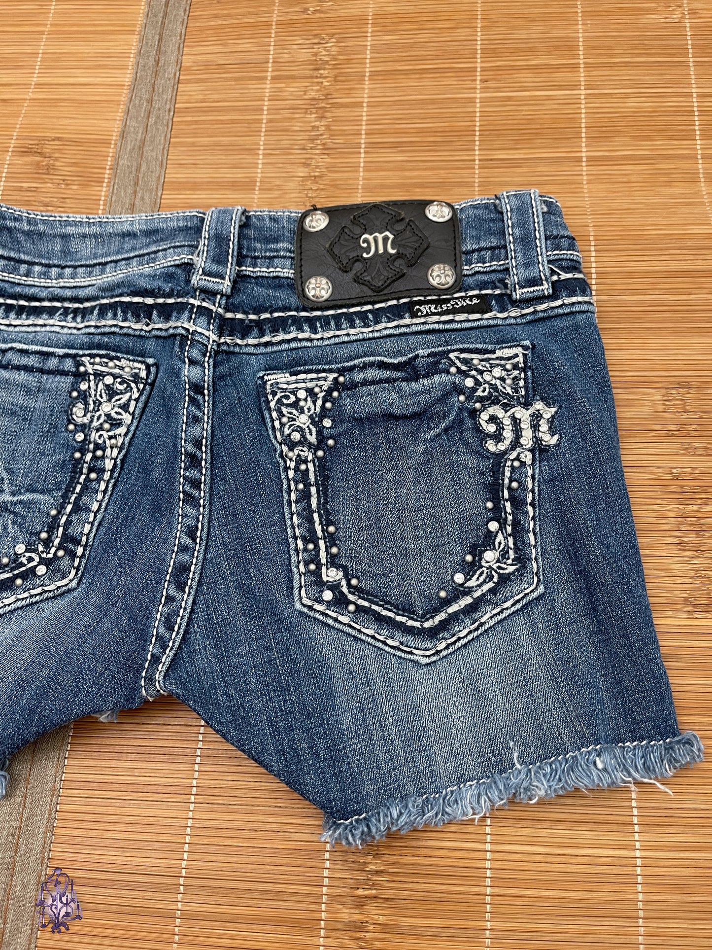 Miss me embroidered fairy flower denim shorts