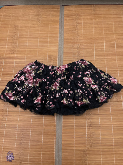 Japanese label rose print puff mini skirt