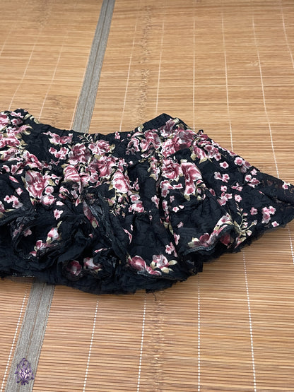 Japanese label rose print puff mini skirt