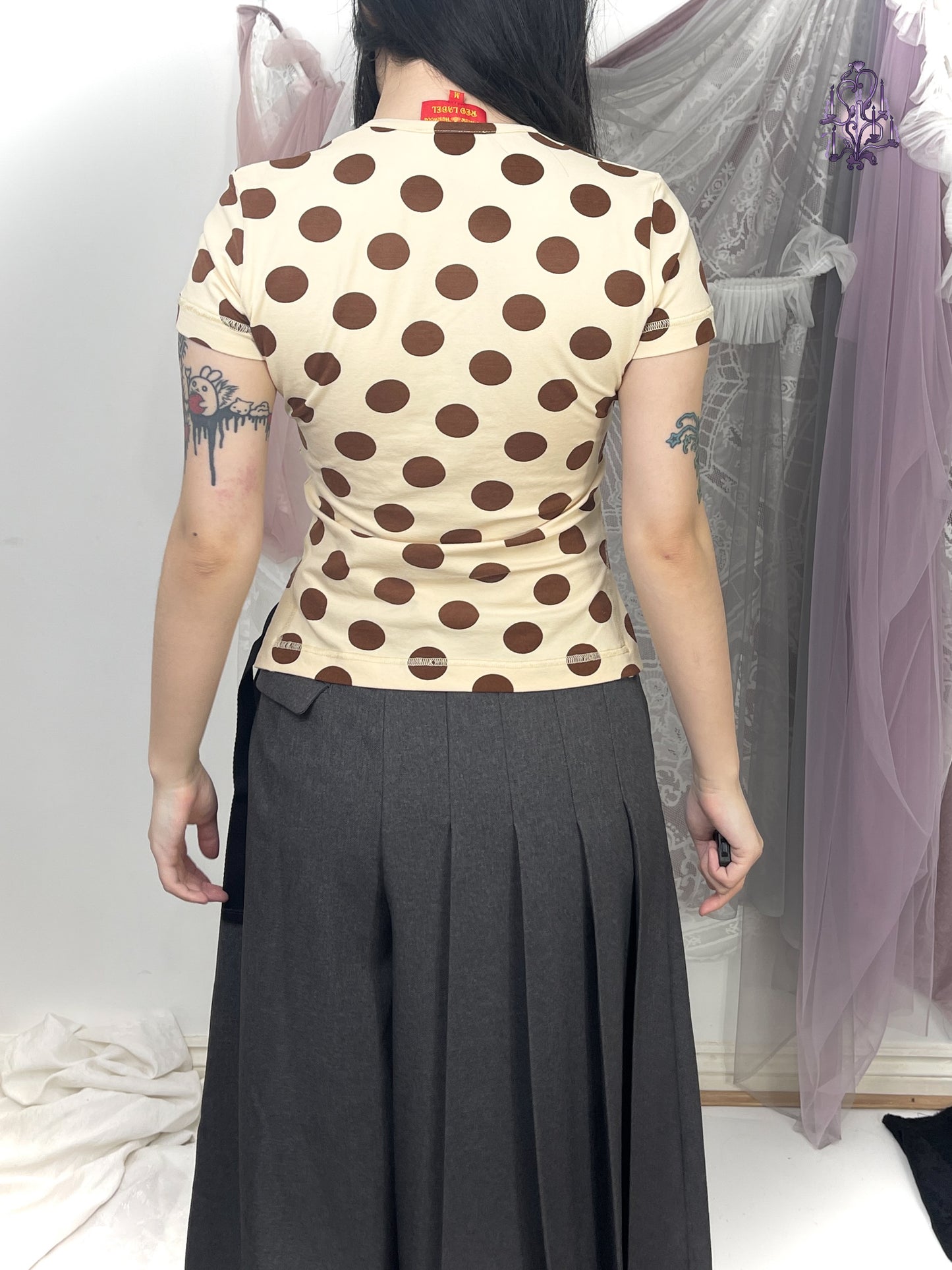 choco polka dots bowknot tee, japanese label vivienne westwood