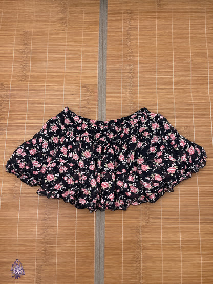 Japanese label rose print puff mini skirt