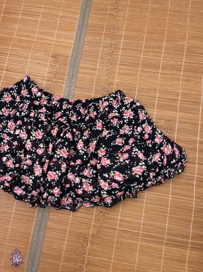 Japanese label rose print puff mini skirt