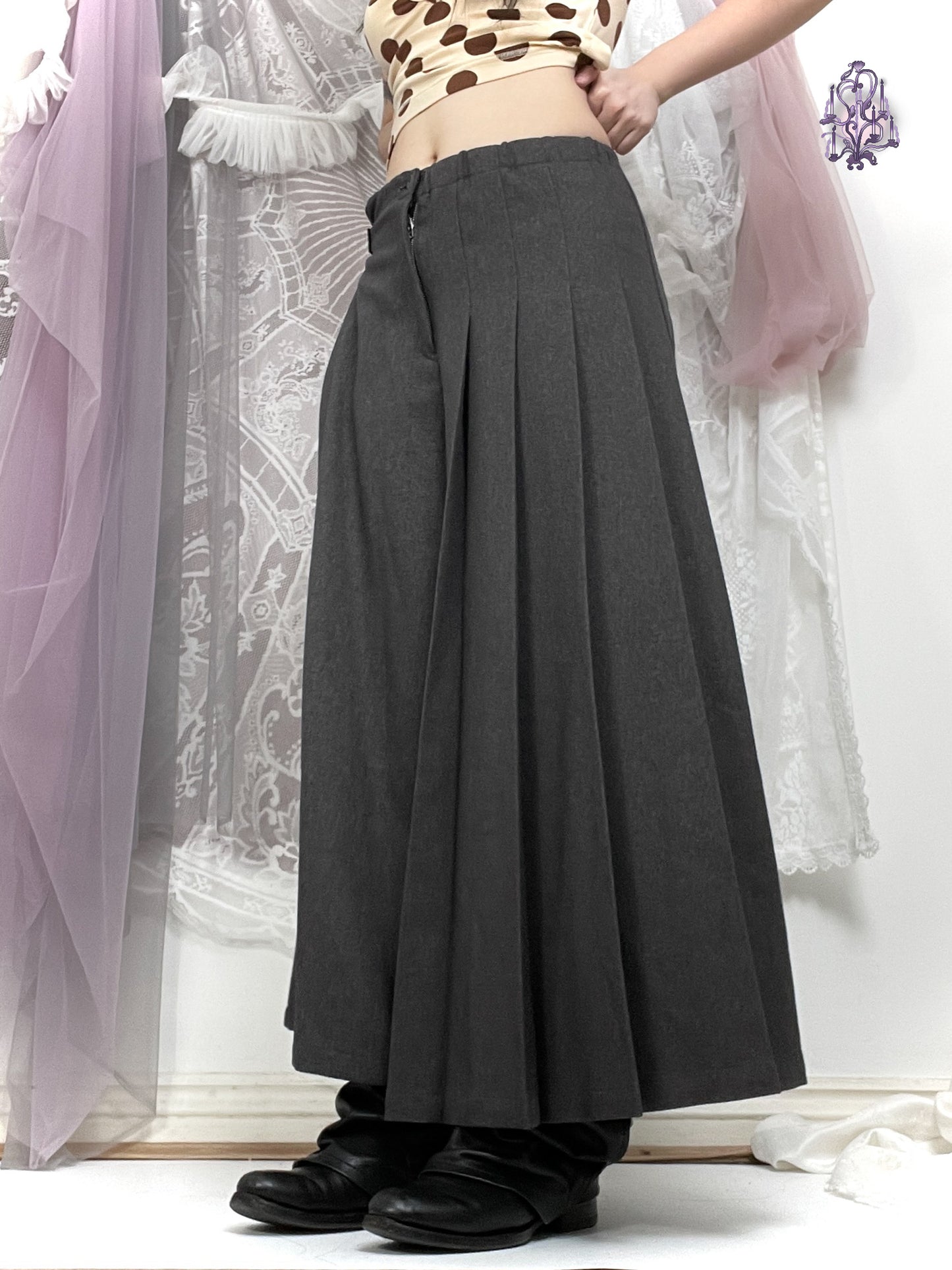 asymetric pleats wide leg pants, japanese label zucca