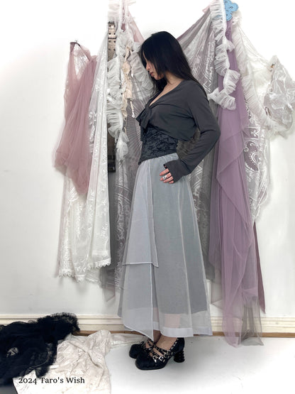 asymmetric grey maxi skirt, japanese label