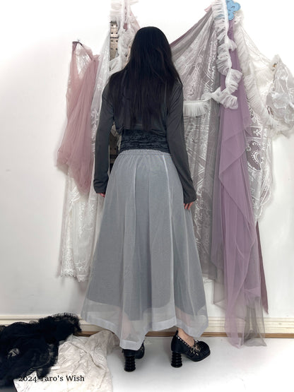 asymmetric grey maxi skirt, japanese label