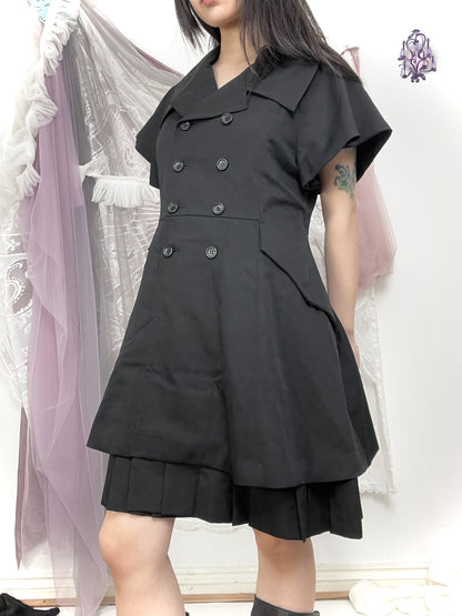 double line buttons dress with belt in the back, japanese label le-fluy