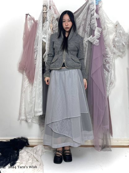 asymmetric grey maxi skirt, japanese label