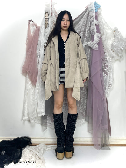 tie up suede coat, hisui