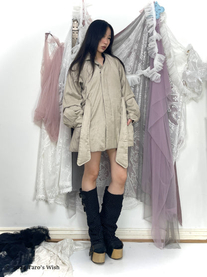 tie up suede coat, hisui