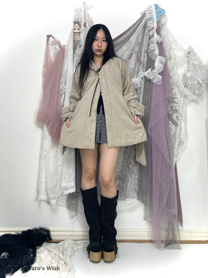 tie up suede coat, hisui