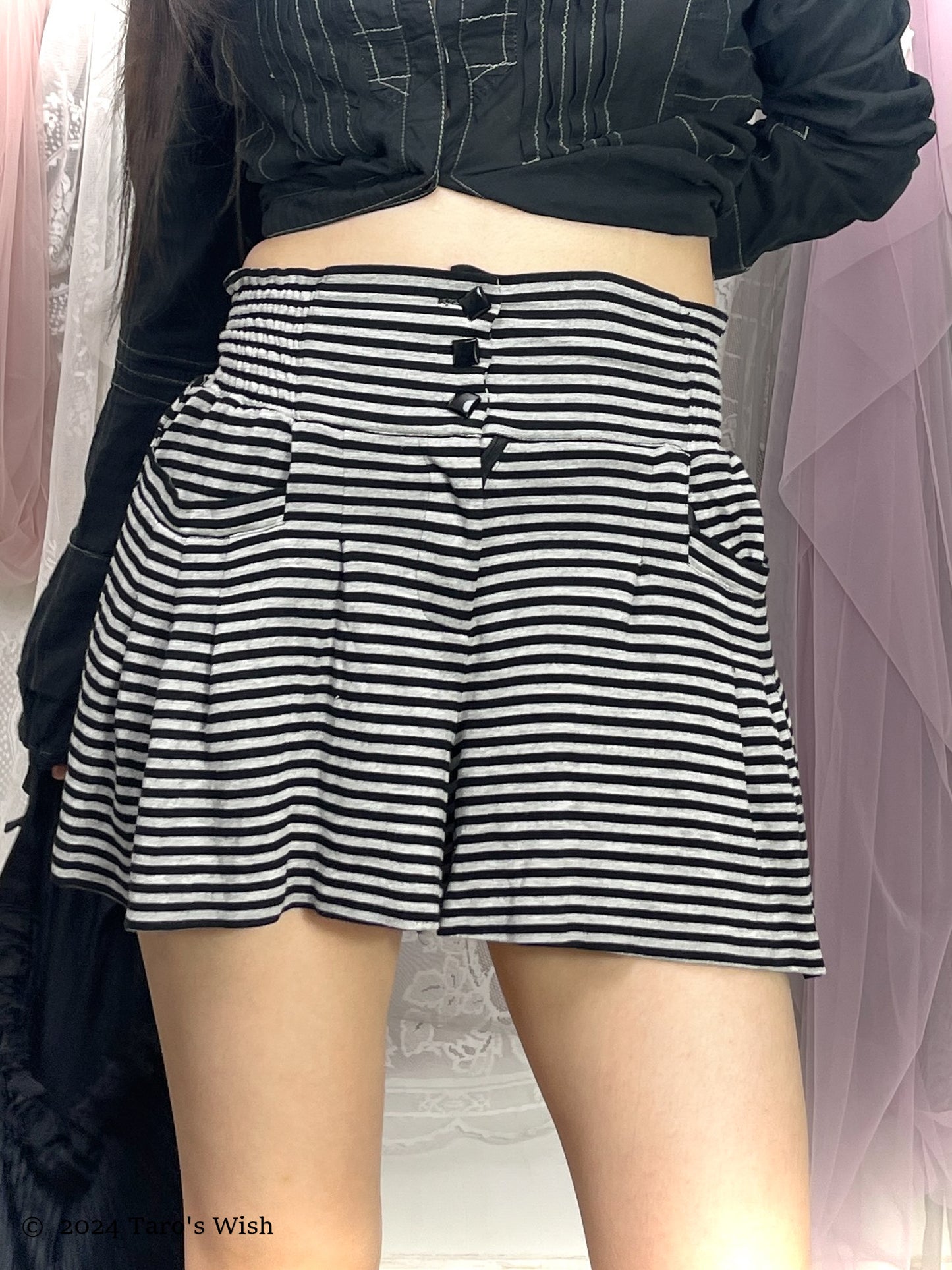 stripe high waist button up bloomers, japanese label