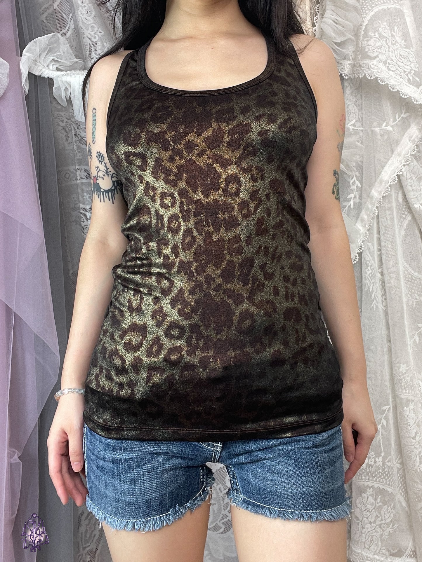 Leopard print reflective tank top