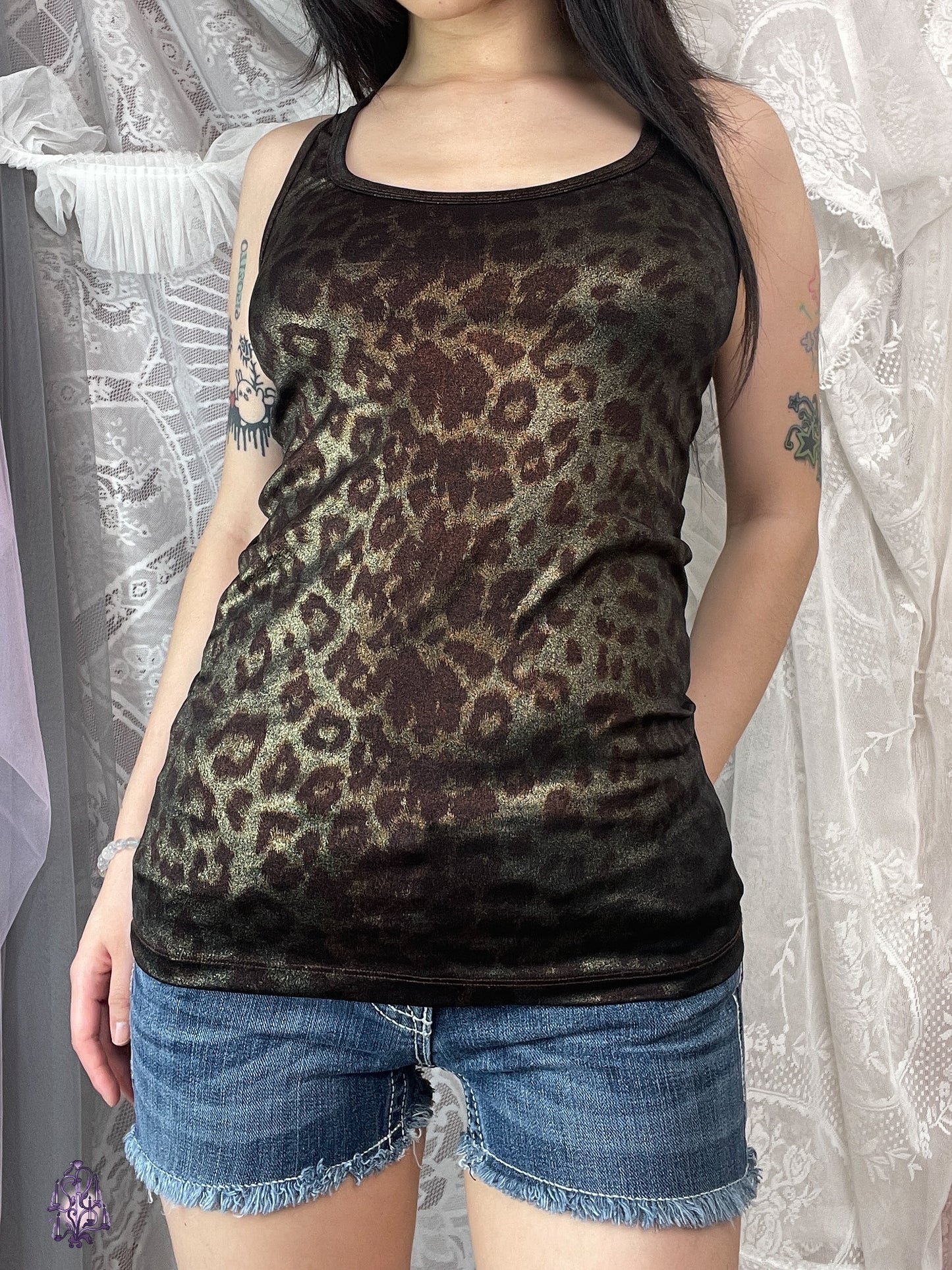 Leopard print reflective tank top