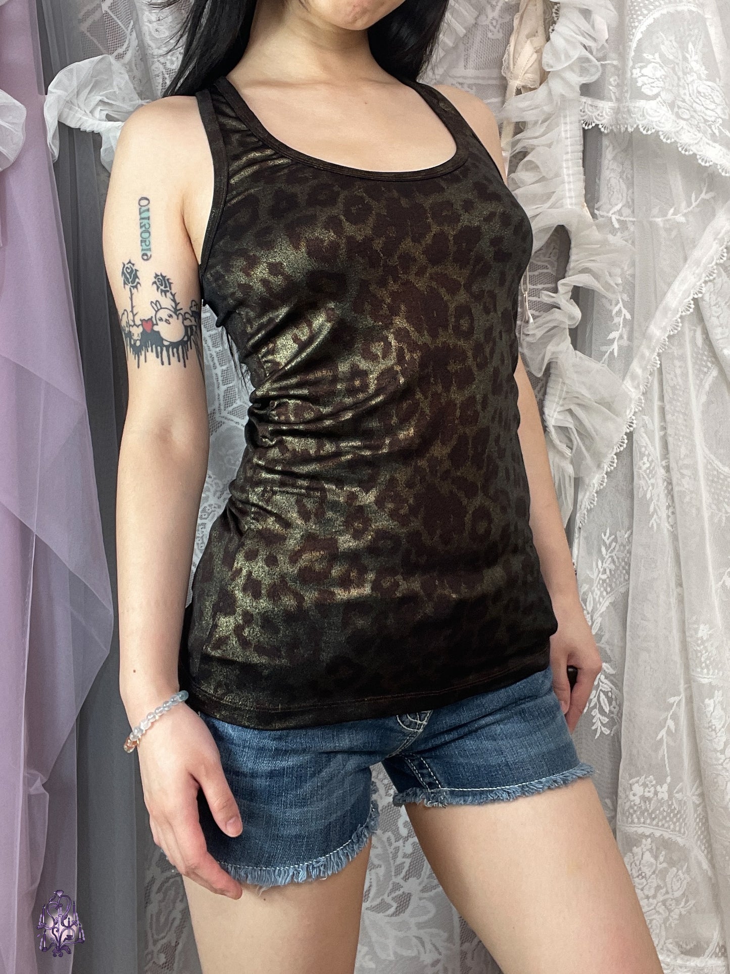 Leopard print reflective tank top