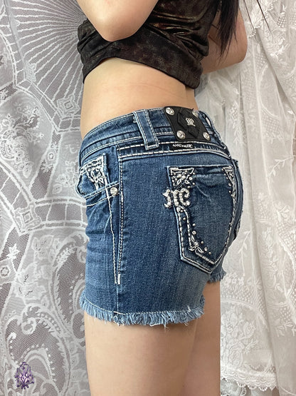 Miss me embroidered fairy flower denim shorts