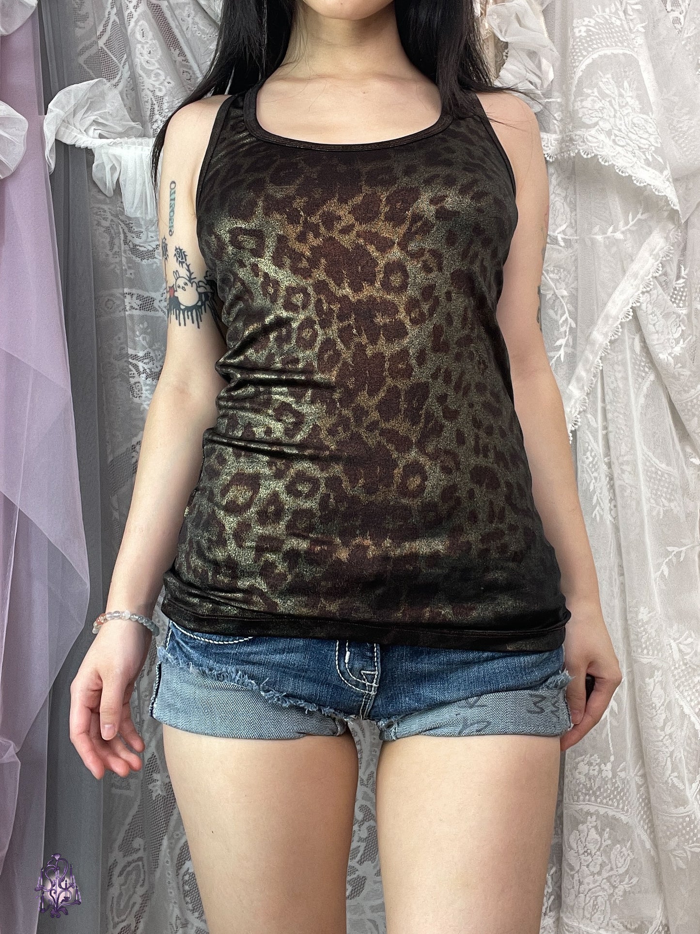 Leopard print reflective tank top