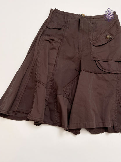 utility brown midi skirt