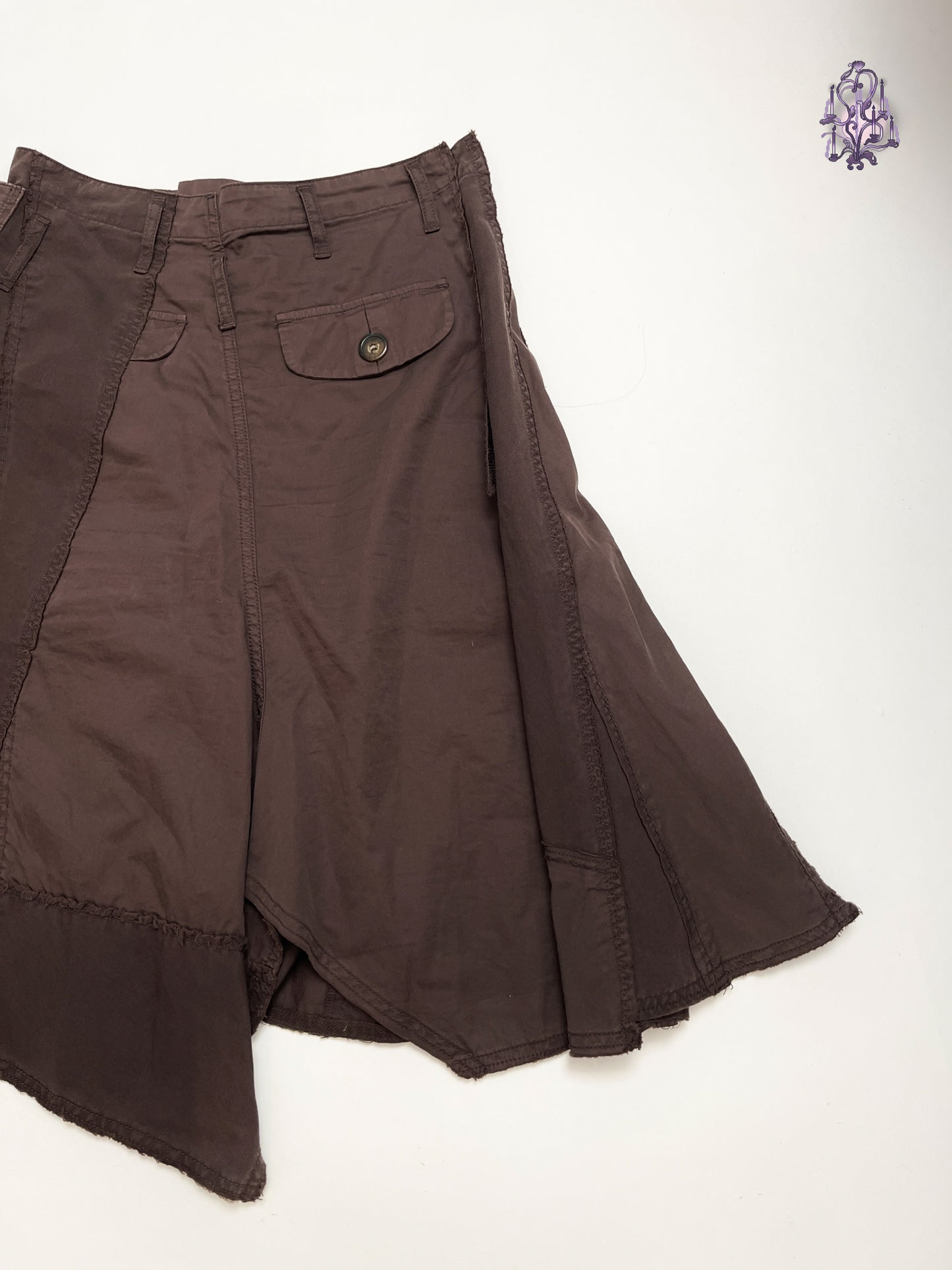 utility brown midi skirt