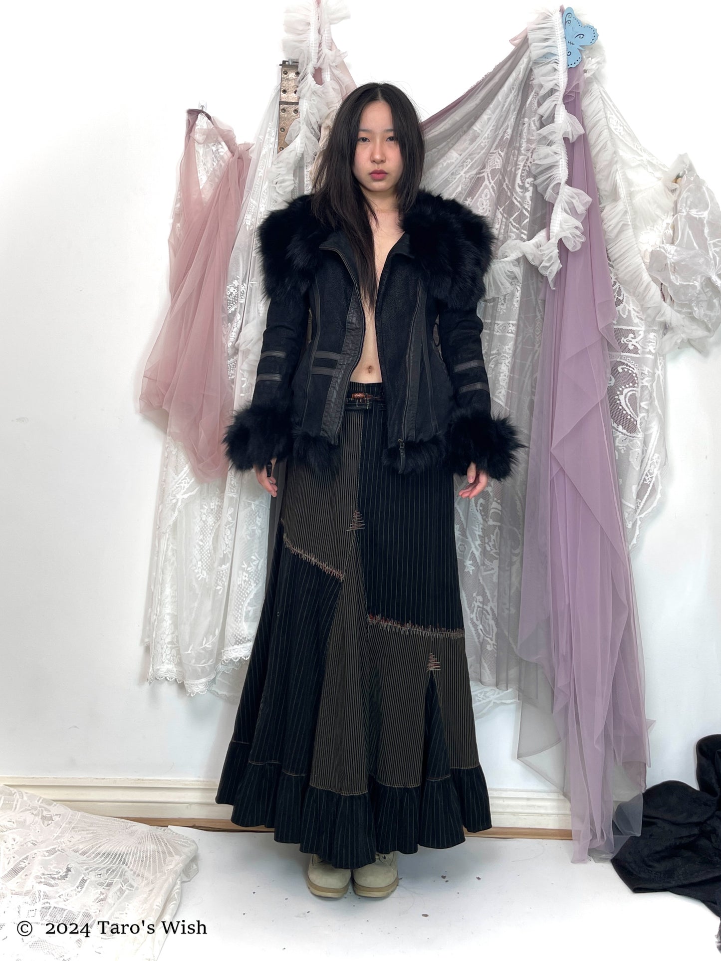 fox fur dark elf coat, only