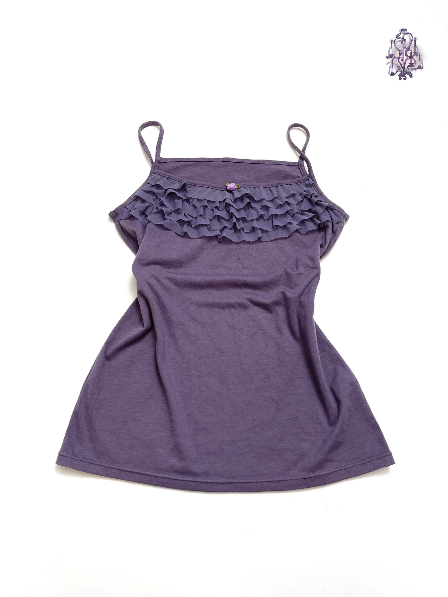 ruffle trim camisole in purple, japanese label