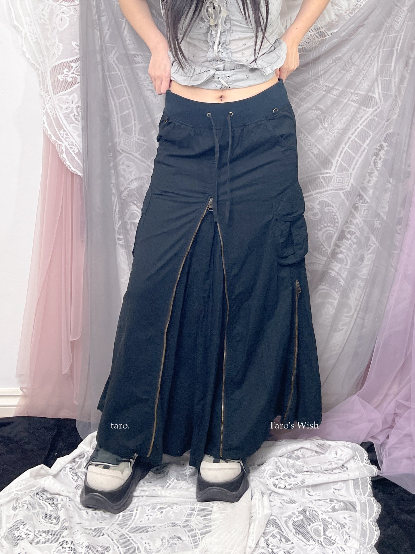 Multi Zip Cargo Maxi Skirt