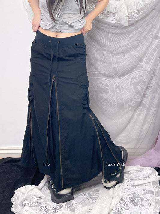 Multi Zip Cargo Maxi Skirt