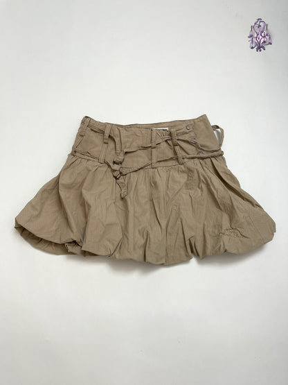 khaki puff mini skirt, euro label