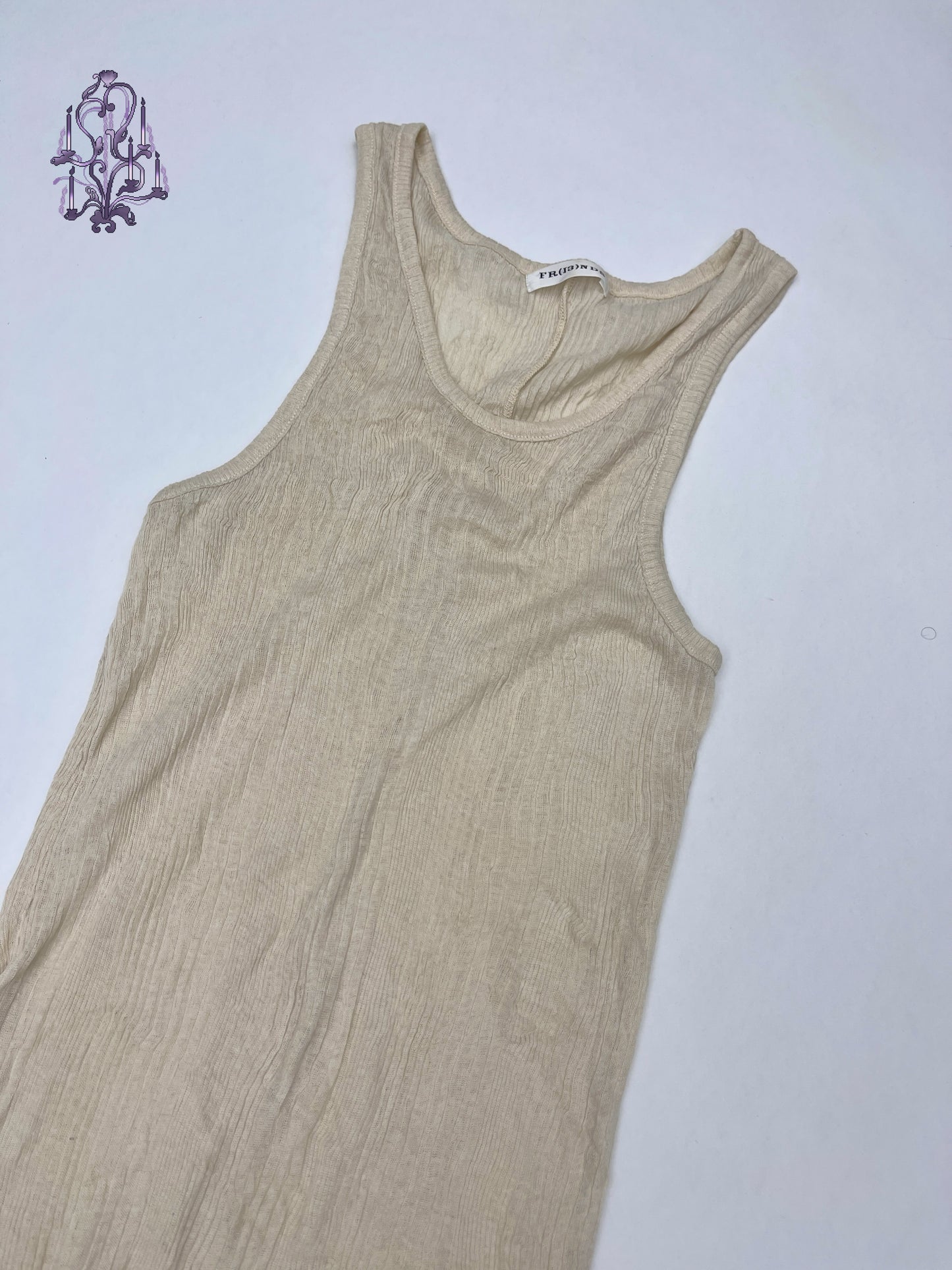 fR(13)nds texture semi sheer tank top